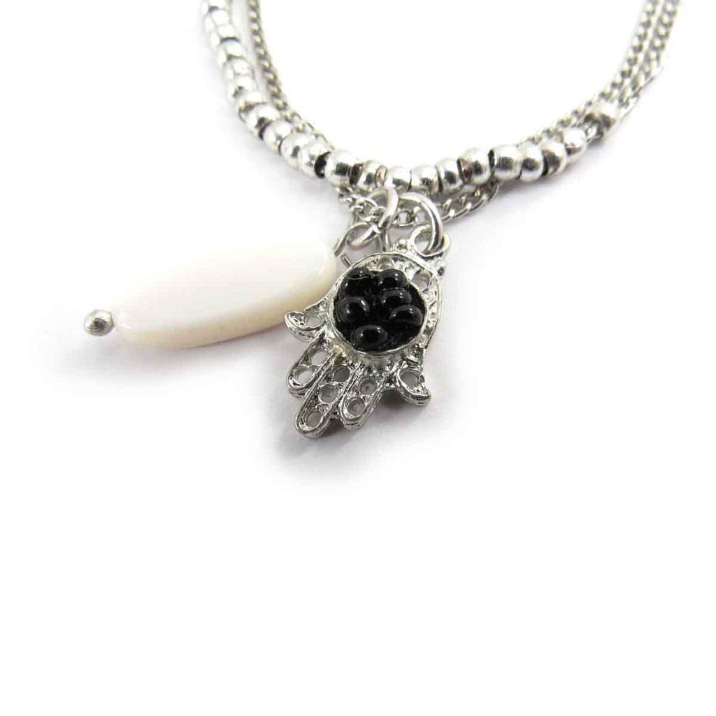 Les Trésors De Lily [J8918] - Необычный браслет «Килиманджаро» фатма черный белый