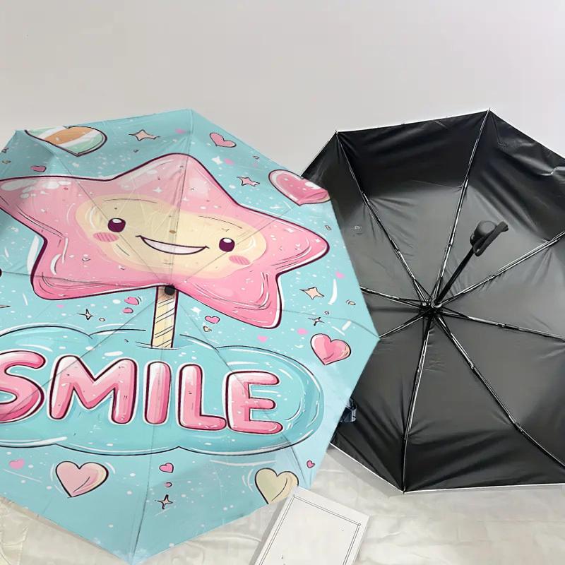 1pc smile star Automatic Open/Close Umbrella Compact Folding Umbrella with 8-Rib Shaft for Women/Men, Elegant Birthday1308S