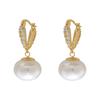 French Fashion Temperament Elegant Versatile Diamond-Encrusted Pearl Earrings Niche Design Light Luxury Earrings