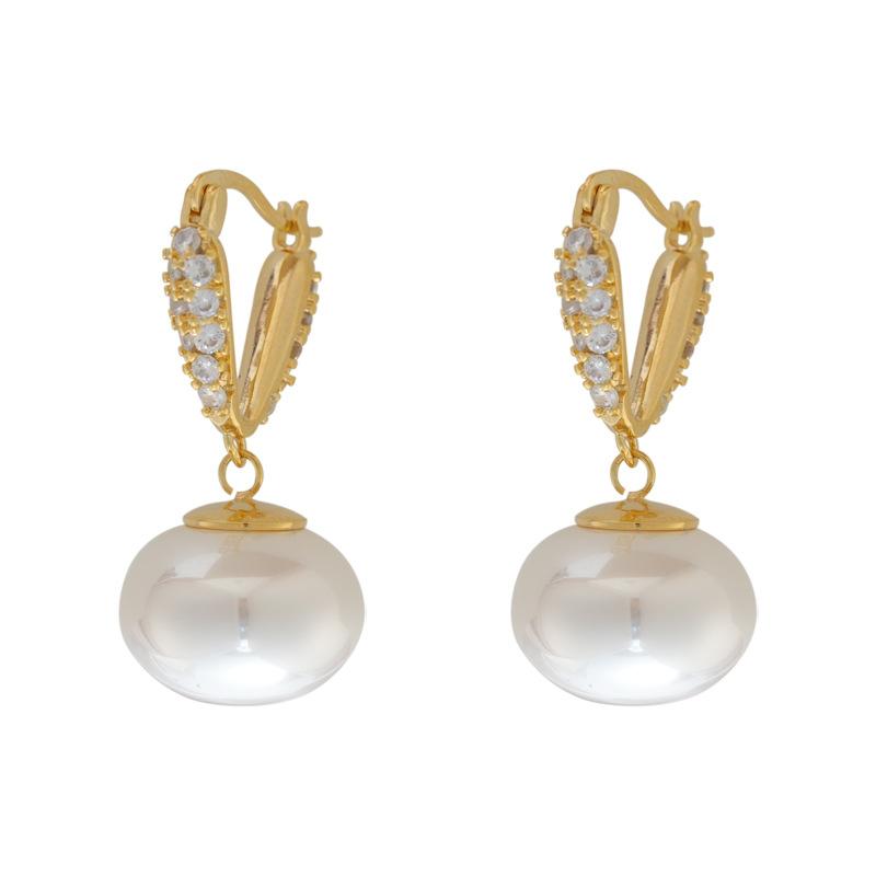 French Fashion Temperament Elegant Versatile Diamond-Encrusted Pearl Earrings Niche Design Light Luxury Earrings