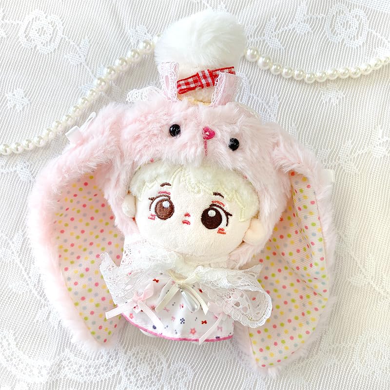 Пушистая шапка-кигуруми кролика для плюшевых игрушек (10см), Розовый [Б/У]