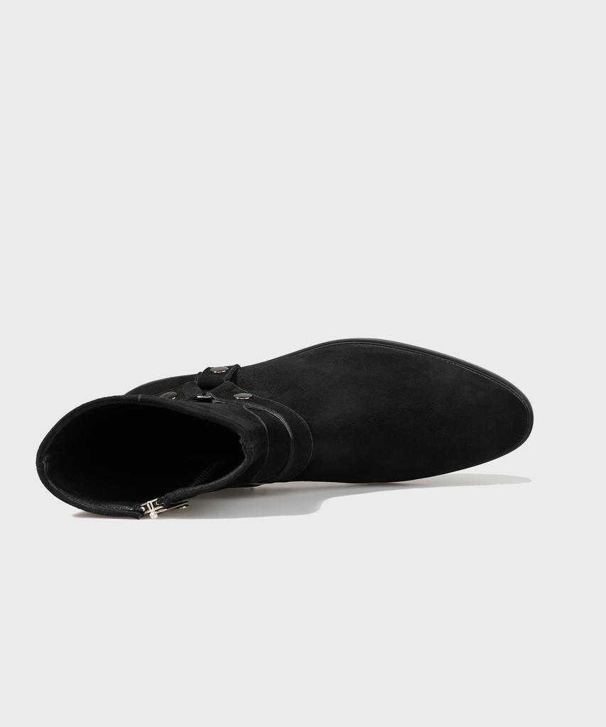 Firenze Atelier Slim Toe Velcro Line Suede Zip-Up Boots 3344-Qs [Black]