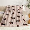Dachshund Dog Print Throw Blanket Soft Flannel Warm Lightweight Blanket Sofa Bed Cover Cute Pet Pattern Home Decor Gift