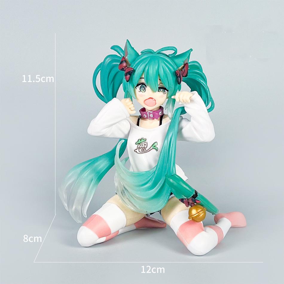 The 12-20cm Anime Hatsune Miku Character Cat Ear Sitting Doll Model Toy Gift Collection Action Character PVC Children's Gift