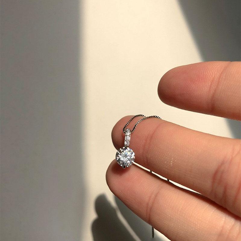 ANENJERY Ожерелье из одного циркона для женщин, цепочка на ключицу, серебряное ювелирное колье