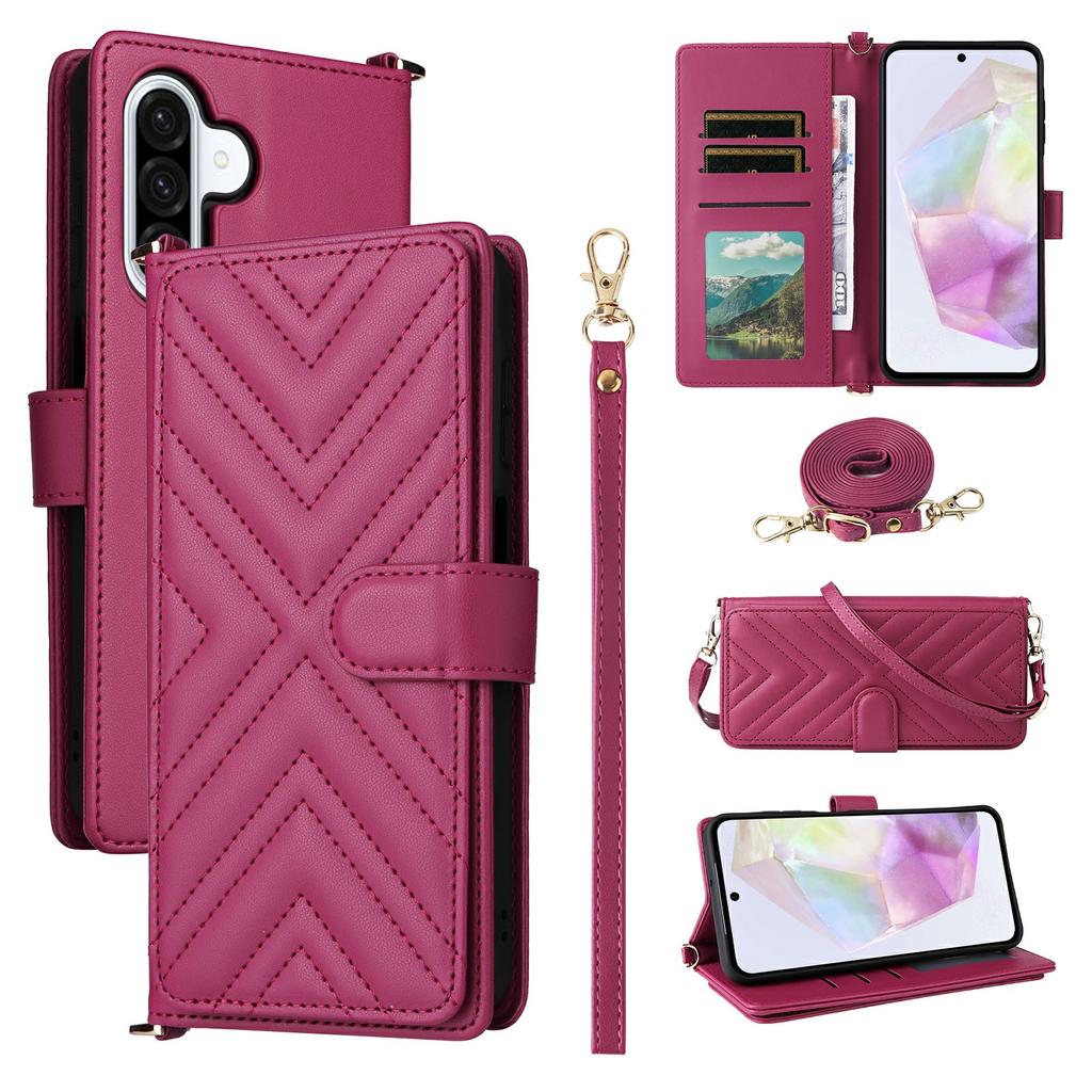 For Samsung Galaxy A17 5G/A17 4G Case with Shoulder/Wrist Strap Leather Phone Cover Stand Wallet