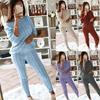 Women Piece Knit Sweater Autumn Outfit Two Jumper Pants Trousers