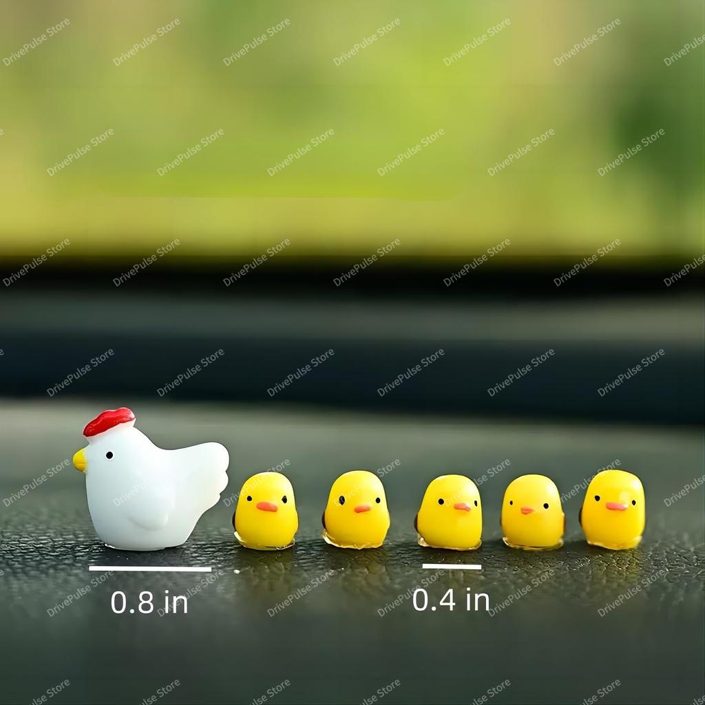 Mini Chicken Car Decor Accessories - Cute Dashboard/Rearview Mirror Charm, Fairy Garden Auto Gift, Interior Ornament
