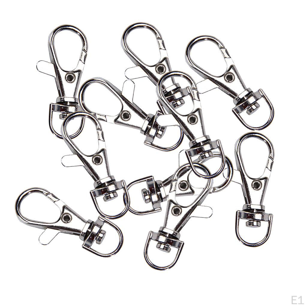 10 Pieces Metal Swivel Lobster Clasp Snap Hook Key Chain Ring Lanyard Craft Outdoor Backpack Bag