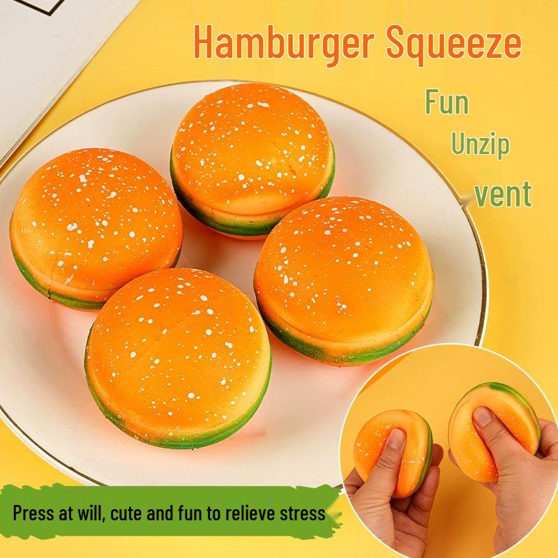 Трансграничные игрушки-антистресс: Жидкое тесто из яичного желтка, Вентиляционное отверстие для гамбургера и Чашка для белки. Медленное восстановление формы, щипайте и сжимайте для снятия стресса.