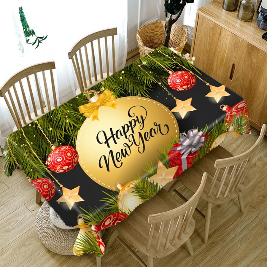 Thicken Cotton Christmas Tablecloth Fireplace Christmas Socks Pattern Rectangular Round Table Cloth For Wedding Picnic Party