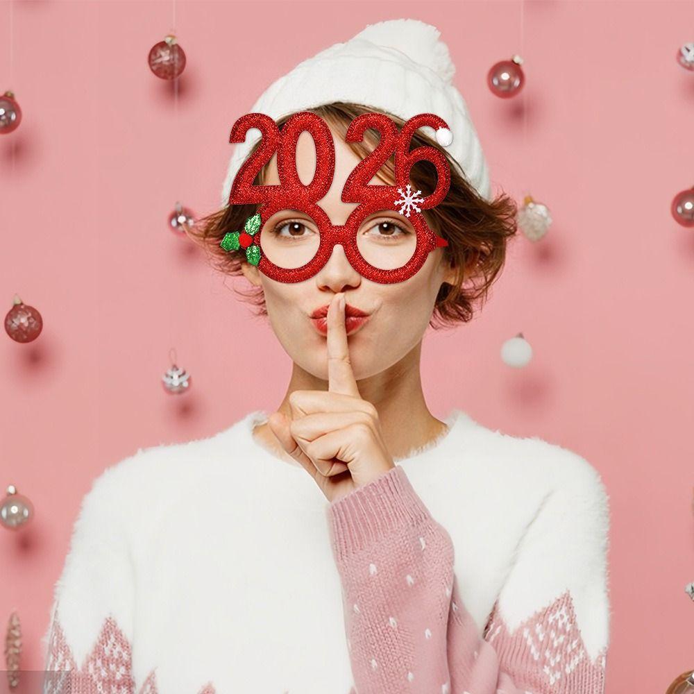 Sequin 2026 Happy New Year Headband Sweet New Year Decorative Glasses  New Year Dress Up