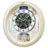 Clock RE579S Wall Mechanical Analog Triple Rotating Christmas and Pale Gold Pearl Clock, Clock, Radio-Controlled Clock, Selection, Melody,