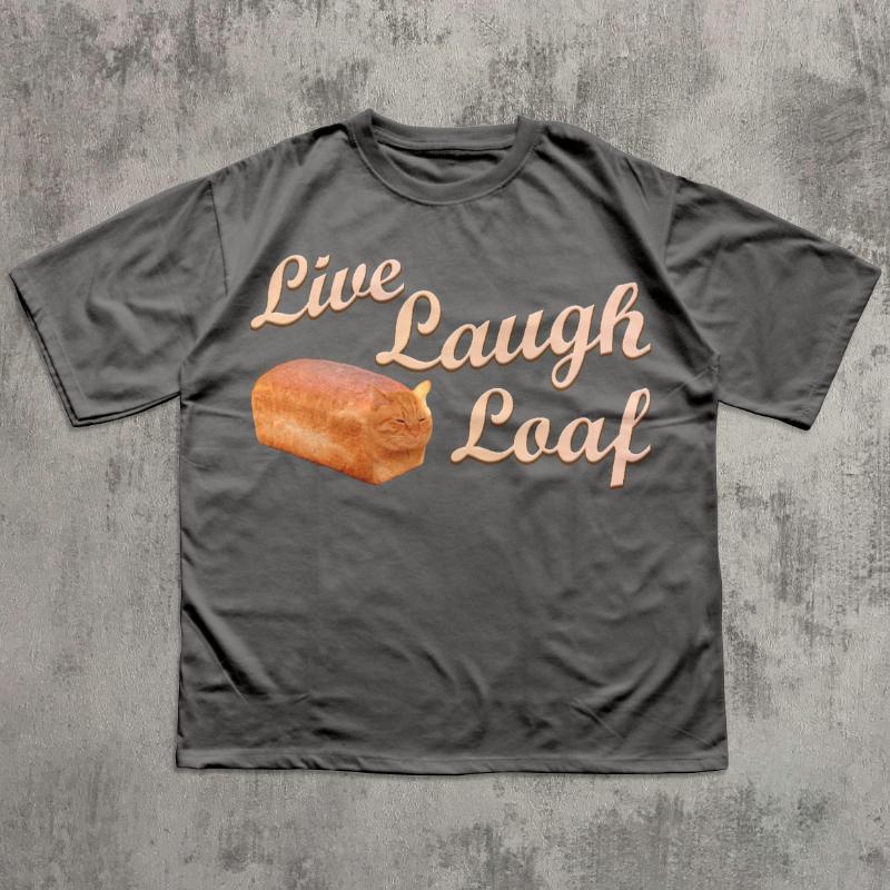Живи, Смейся, Хлеб Забавный Любитель Кошек Футболка Странная Футболка Мужская и Женская Летняя Хлопковая Удобная Круглый Вырез Короткий Рукав