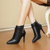 Женские ботильоны на шпильке, однотонные ботинки с заостренным носком и молнией сзади, модные ботинки на высоком каблуке