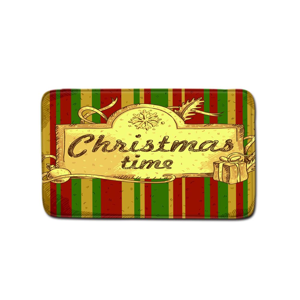 Christmas Waterproof Shower Curtain Four-Piece Combination Floor Mat Entrance Door Mat Bedroom Living Room Carpet