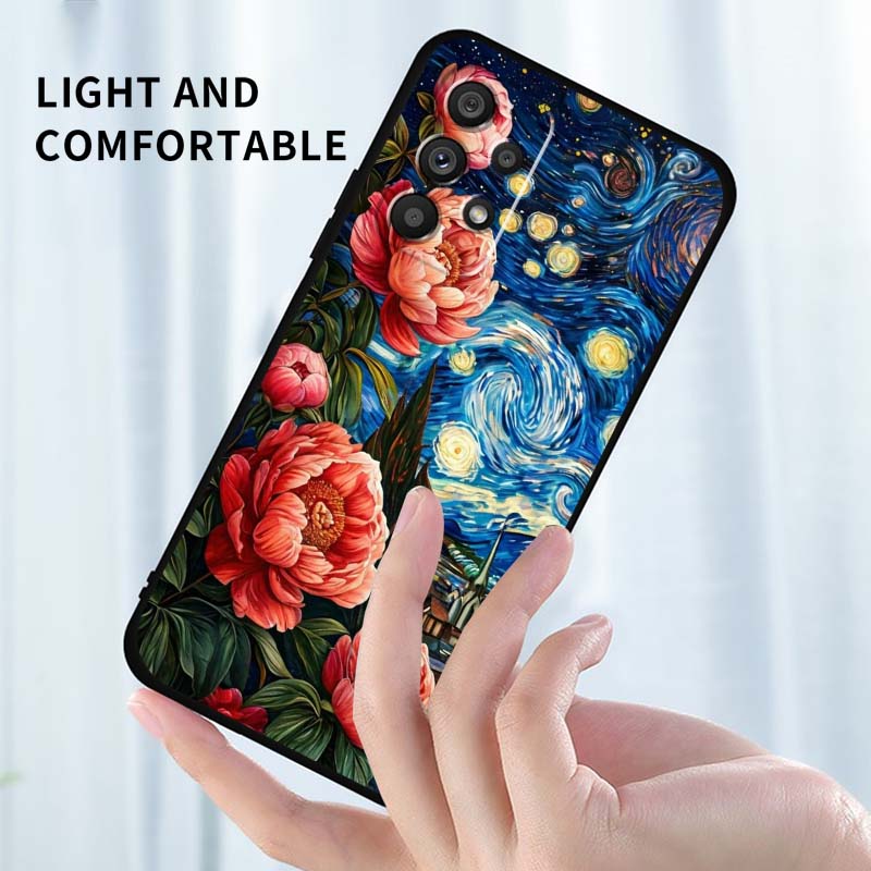 Креативные пейзажные узоры Для Samsung A73 A72 A71 A55 A54 A53 A52 A51 A13 A22 A16 A15 A12 A14 A26 A07 5G Черный чехол для телефона