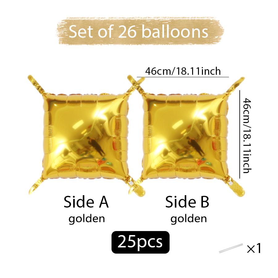 25 Pieces of Double-Sided Square Aluminum Foil Balloon Walls for Anniversary Wedding Season Valentine's Day Birthday Party