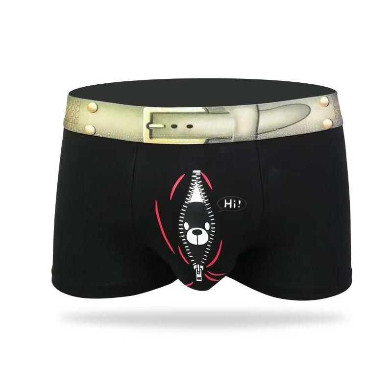 Забавное новое мужское нижнее белье, шорты для взрослых, джинсовые джинсы с принтом, хлопковое эластичное нижнее белье