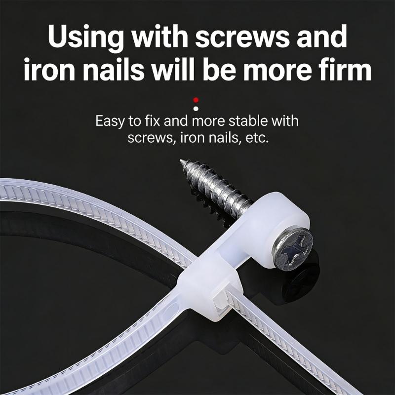 Pack Of 100 Strong Polyamide Fastening Bands With Screw Holes For Reliable Cord Management And Organization