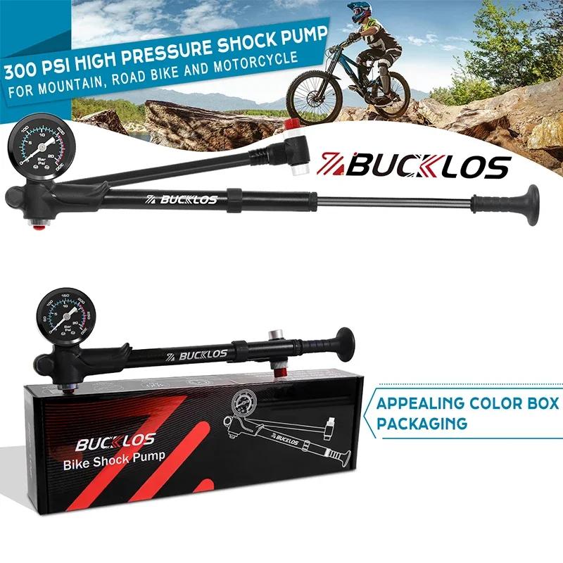 BUCKLOS Mountain Bicycle Air Shock Pump with Gauge for Fork Rear Suspension Bike Tire Inflator Pump 300PSI High Pressure Pump