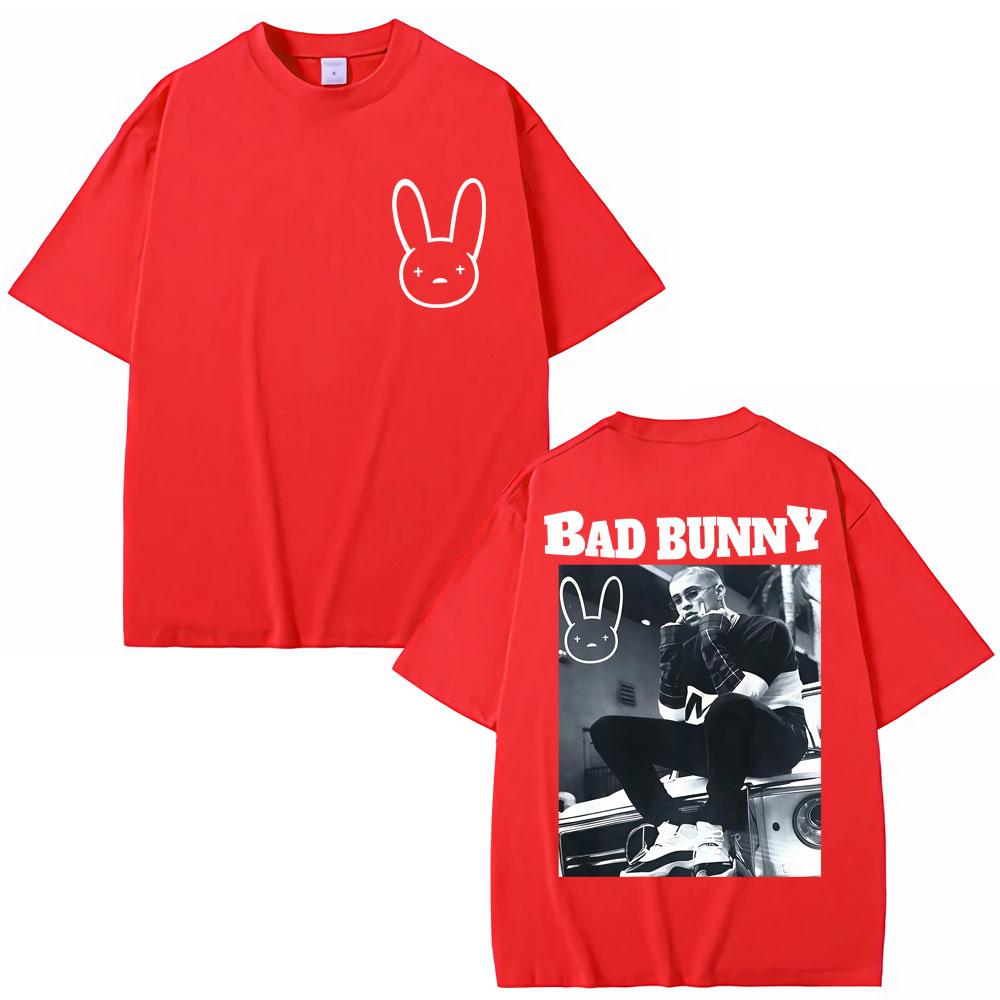 Рэпер BAD BUNNY Винтажная футболка Унисекс Женская Хип-хоп Мода Высококачественные футболки Оверсайз 100% Хлопок Футболки Стритвир Подарки