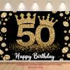 Two-dimensional Flat Product, 1 Piece - 50th Birthday Crown with Shining Theme Pattern - Background Banner
