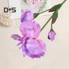 Artificial Iris Branch with Stem Green Leaves Home Wedding Party Faux Flower Floral Arrangement Indoor Outdoor Decoration Photo Props