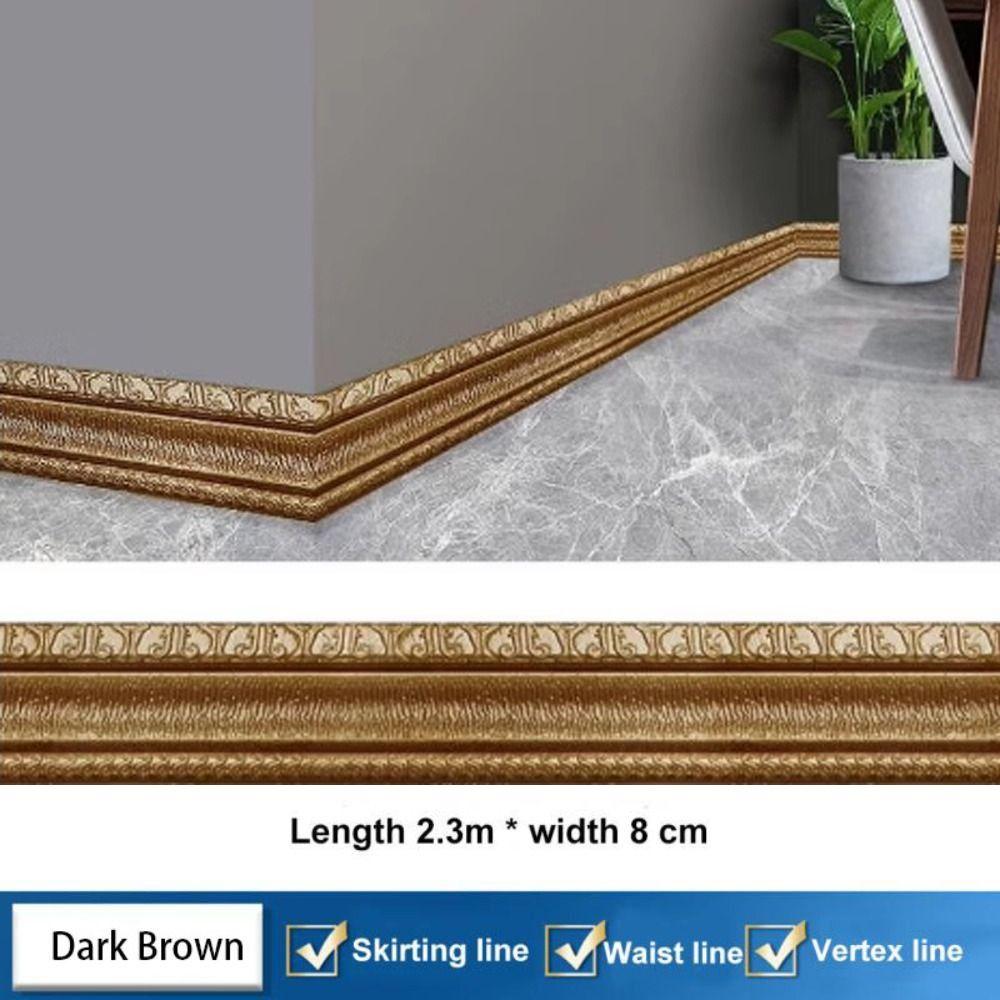 2.3m * 8cm XPE Foam Tiles Border Paper Waterproof Wall Stickers Waistline Edge Banding Strip