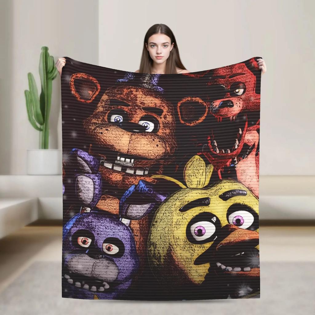 FNAFS at Freddys Flannel Blanket Soft Warm Throw for Couch Chair Bed Cozy Decorative Plush Sofa Cover Blanket