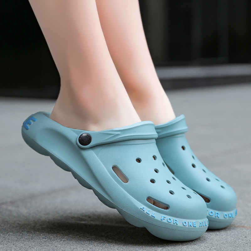 Модные женские тапочки больших размеров, высококачественные полусандалии, женские 2025, парные сандалии, мужские летние водонепроницаемые пляжные дырчатые туфли на плоской подошве G28