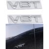 2X New 3D zinc Allov Glossy V6T Emblems Badge car for Hood Truck Door Side Fender Rear Trunk Emblem Badges Decoration Sticker(Silver)
