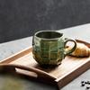 Japanese Ceramic Coffee Cup 420ml Retro Green/White/Yellow Office Household Breakfast Oatmeal Milk Juice Tea Mug Latte Drinkware