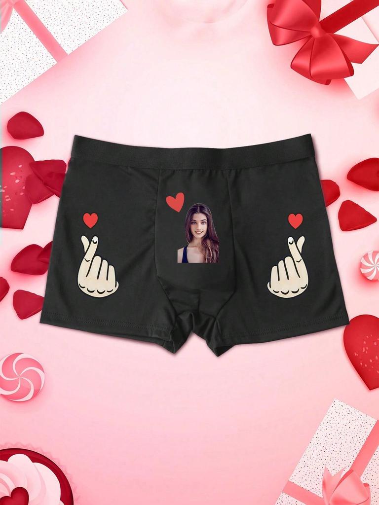 Мужские трусы-боксеры с рисунком любви, эластичное, мягкое, удобное, персонализированное нижнее белье, идеальный подарок для парня/мужа