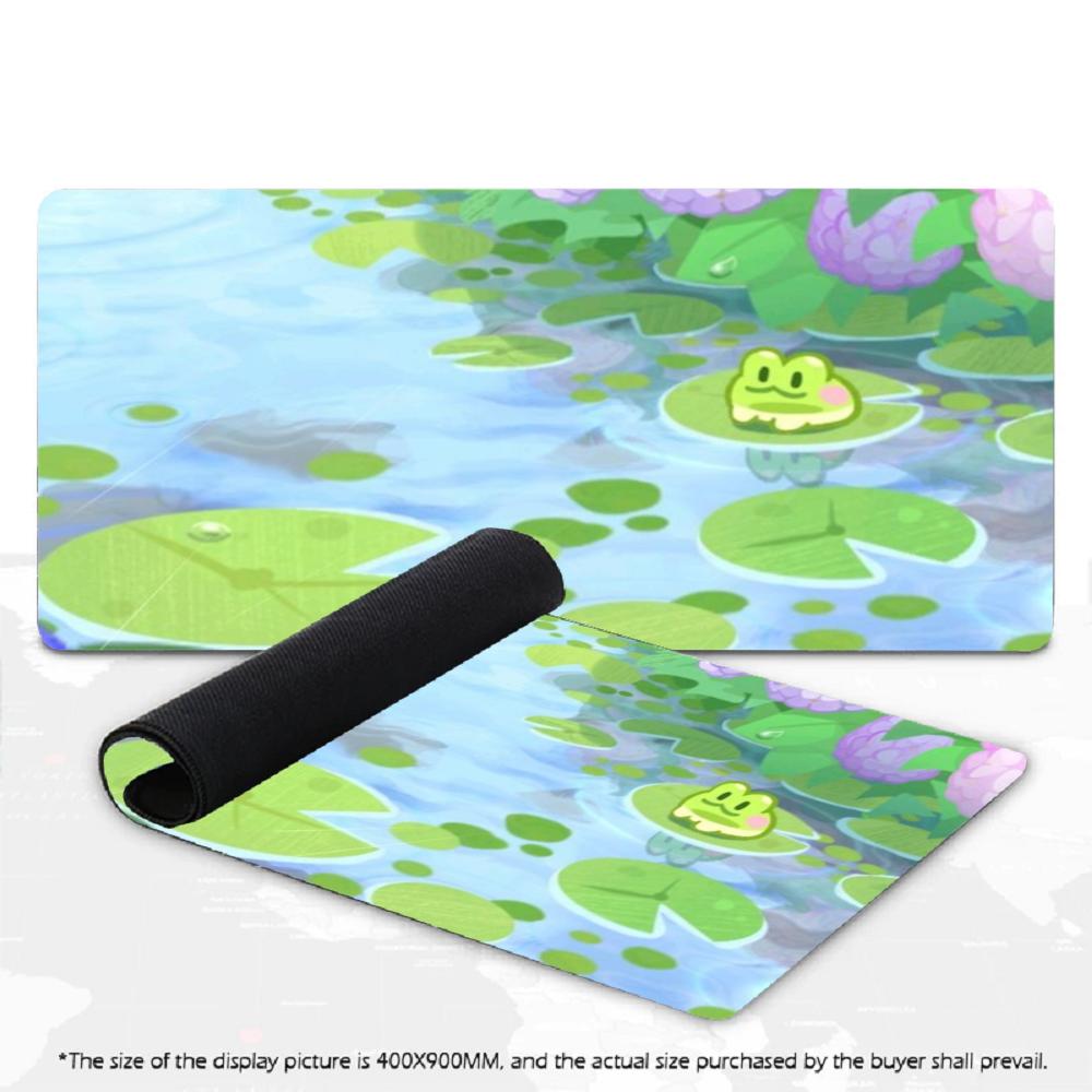 XXL Cute Cartoon Frog Mousepad Lotus Leaf Floral Deskmat Non-Slip Rubber Gaming PC Keyboard Desk Mats Gamer Large Mouse Mats