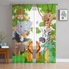 Прозрачные шторы с изображением джунглей, животных, льва, зебры для гостиной, детской спальни, тюлевые шторы, кухонные оконные панели, панели