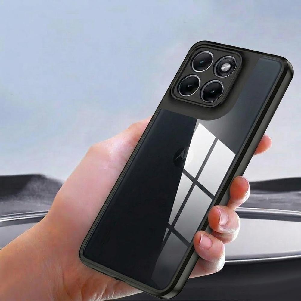Case for Motorola Edge 70 Fusion, Fusion Hybrid, transparent with black frame