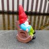 Garden Gnome Figurine Resin Drinking Coffee Gnome Sculpture Outdoor Gnome Statue for Indoor Terrace Garden Decoration
