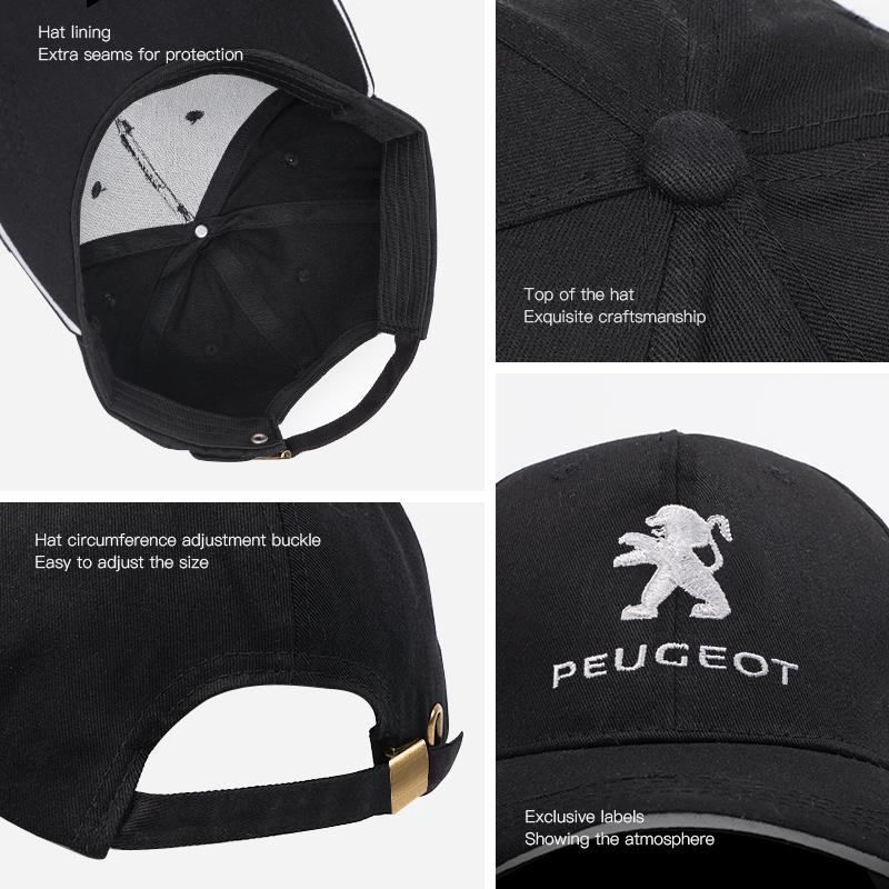 2026 Hot Car Sticker Fashion Car Baseball Cap Visor Sun Hat Unisex Adjustable Cotton For Peugeot 106 107 206 307 308 207 3008 20