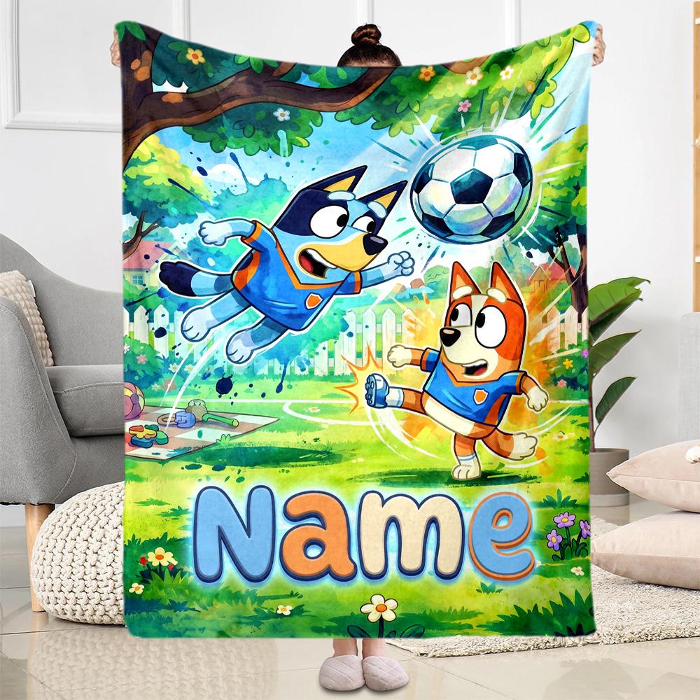 Winter Soccer Fun Customize Text Blanket Gift Personalized Blanket Durable Comfort Suitable for Picnics Couch Bed Seaside Four Seasons Universal