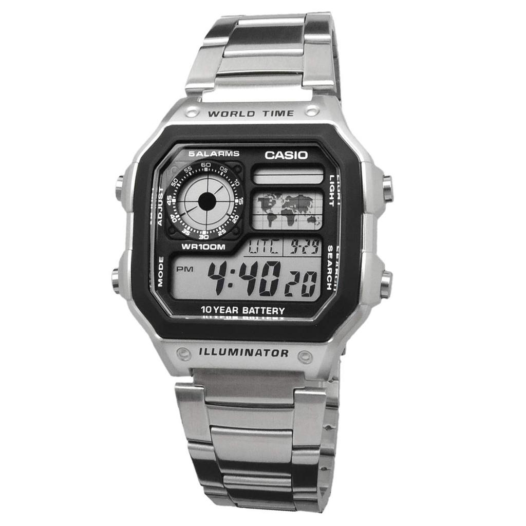 Casio World Time Digital Watch Metal Band Silver Overseas Model [Casio] AE-1200WHD-1AV Men's [Item]