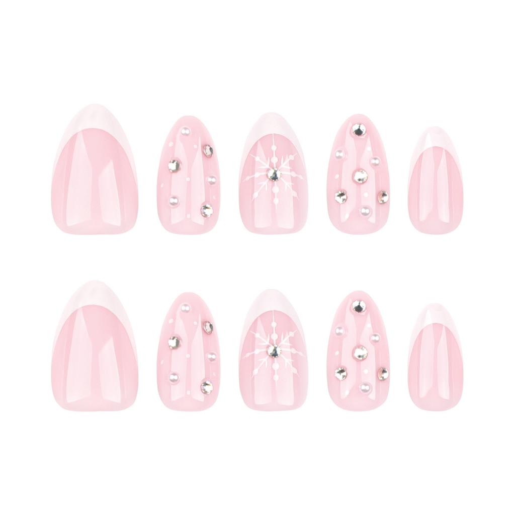 24 шт. Рождественская снежинка на ногтях накладные ногти горячий нейл-арт флэш-алмазный французский маникюр часть накладные ногти