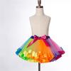 Детская танцевальная юбка-пачка для выступлений, радужная юбка-петти для девочек, сетчатая юбка