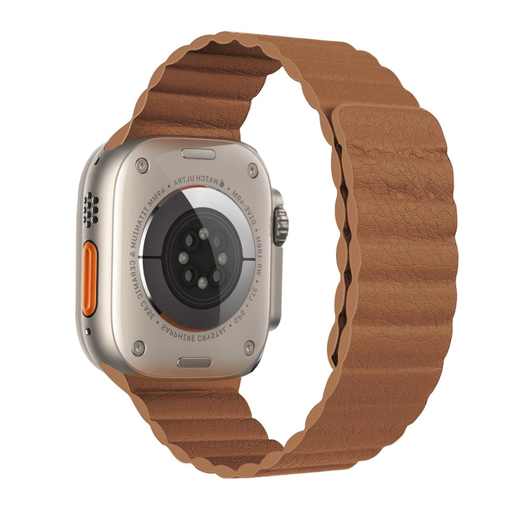Кожаный ремешок-петля для Apple Watch Ultra Band 49 мм, 44 мм, 40 мм, 38 мм, 42 мм, магнитный браслет iwatch series 3, 4, 5 se, 7, 8, 45 мм, 41 мм