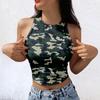 Женская модная базовая майка без рукавов с камуфляжным принтом