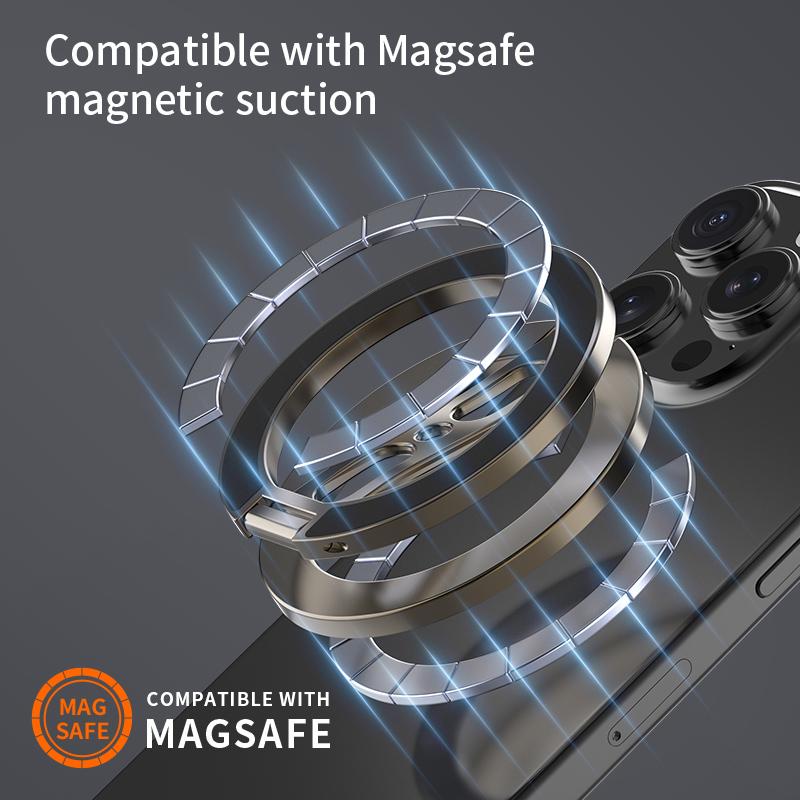 Double-Sided Magnetic Phone Ring Holder for MagSafe Kickstand Compatible For iPhone 16/15/14 Huawei Xiaomi Stand Grip Accessory