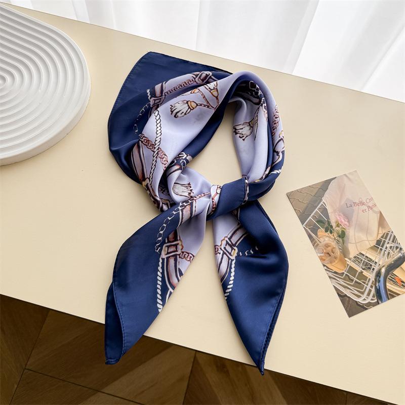 Classic harness chain printed scarf imitation silk high-end sunscreen shawl neck square scarf scarf silk scarf headscarf