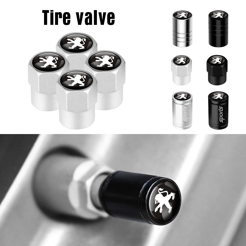 4Pcs 3D Aluminum Alloy for Peugeot 208 4008 407 5008 f 108 Rifter Car Wheel Tire Air Valve Dust Caps Rim Badge Cover Accessories