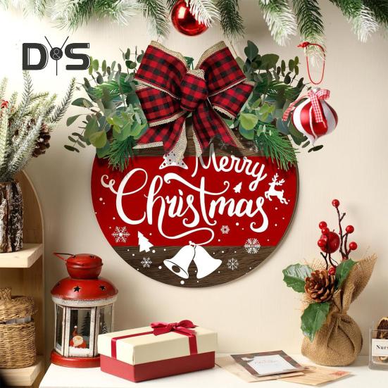 Рождественская приветственная табличка на дверь, праздничная вешалка для входной двери, украшение на венок, веселый рождественский деревянный знак, декор для домашней вечеринки