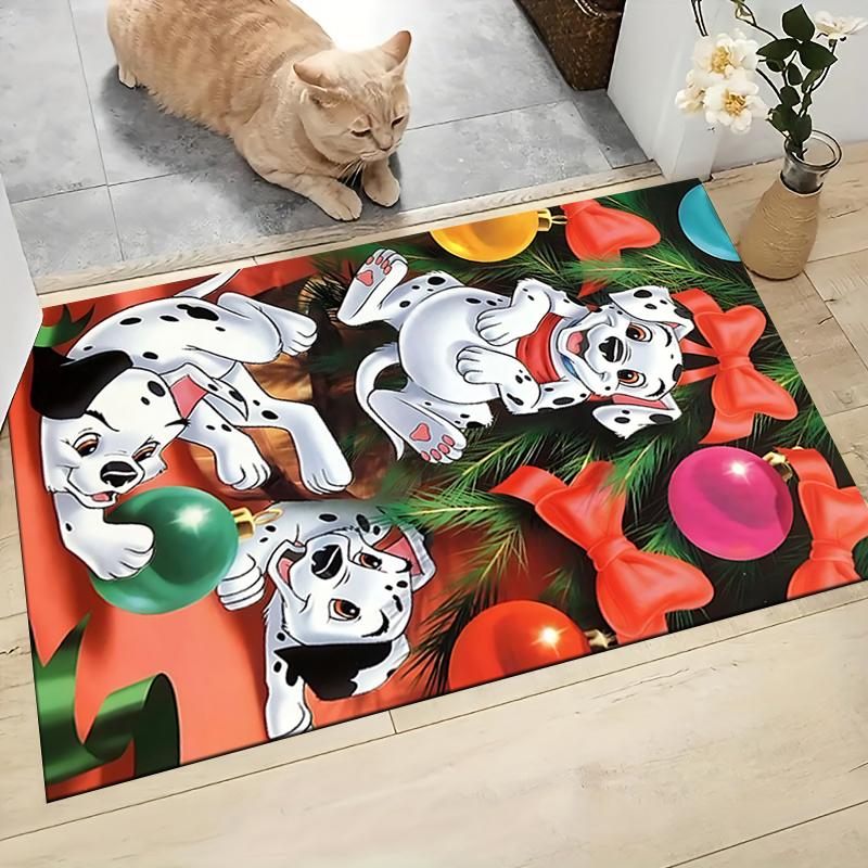 Dalmatian Dogs Christmas Decorations Carpet Rug Soft Washable Anti Slip Home Living Room Sofa Mats Personalized Christmas Rug